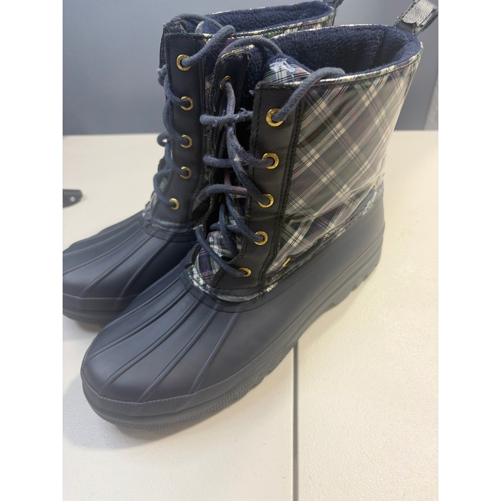 Sperry Top-Sider Saltwater Navy Plaid Waterproof Duck Boots STS92448 Womens 8.5
